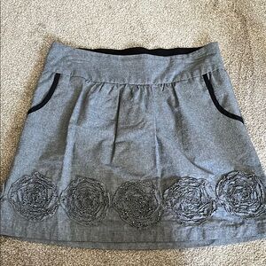 Elegant Gray Skirt with Floral Embellishments